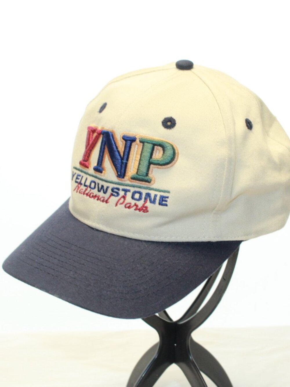 Yellowstone National Park Ahead Headgear Tan/Blue Embroidered StrapBack Hat Cap